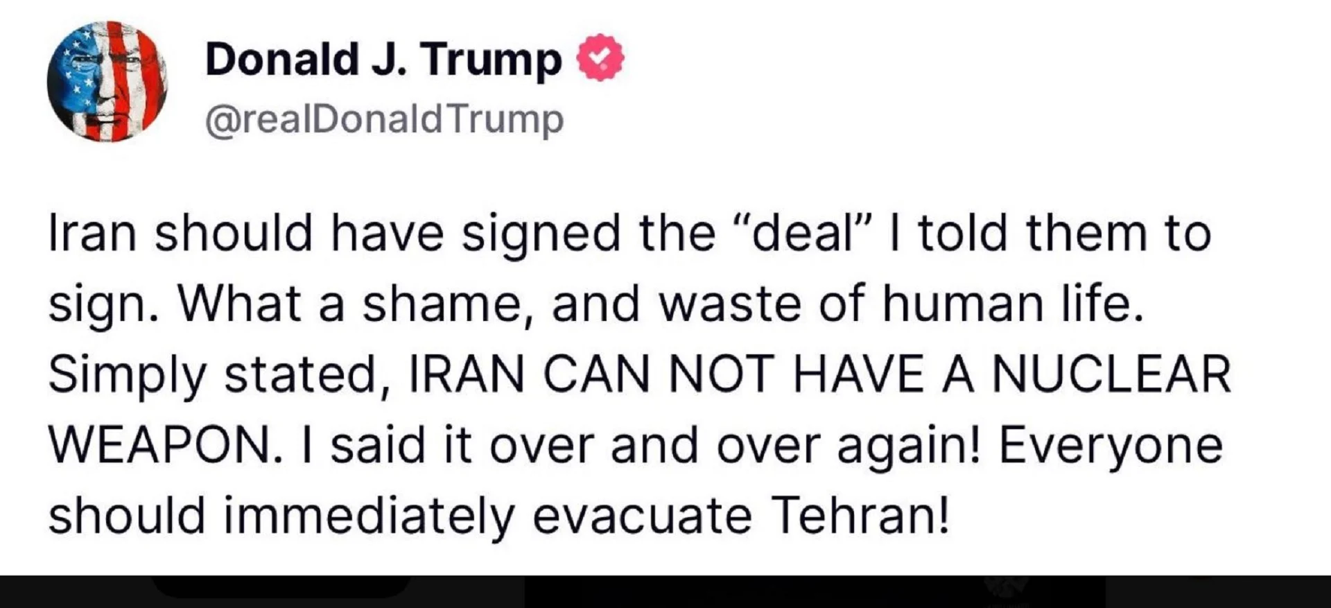 بعد دعوة ترامب إلى “إخلاء طهران فورًا”… هلع في ايران ومسؤول في البيت الابيض يوضح
